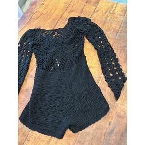 Sz S/M - Boho Festival Crochet Shorts Romper